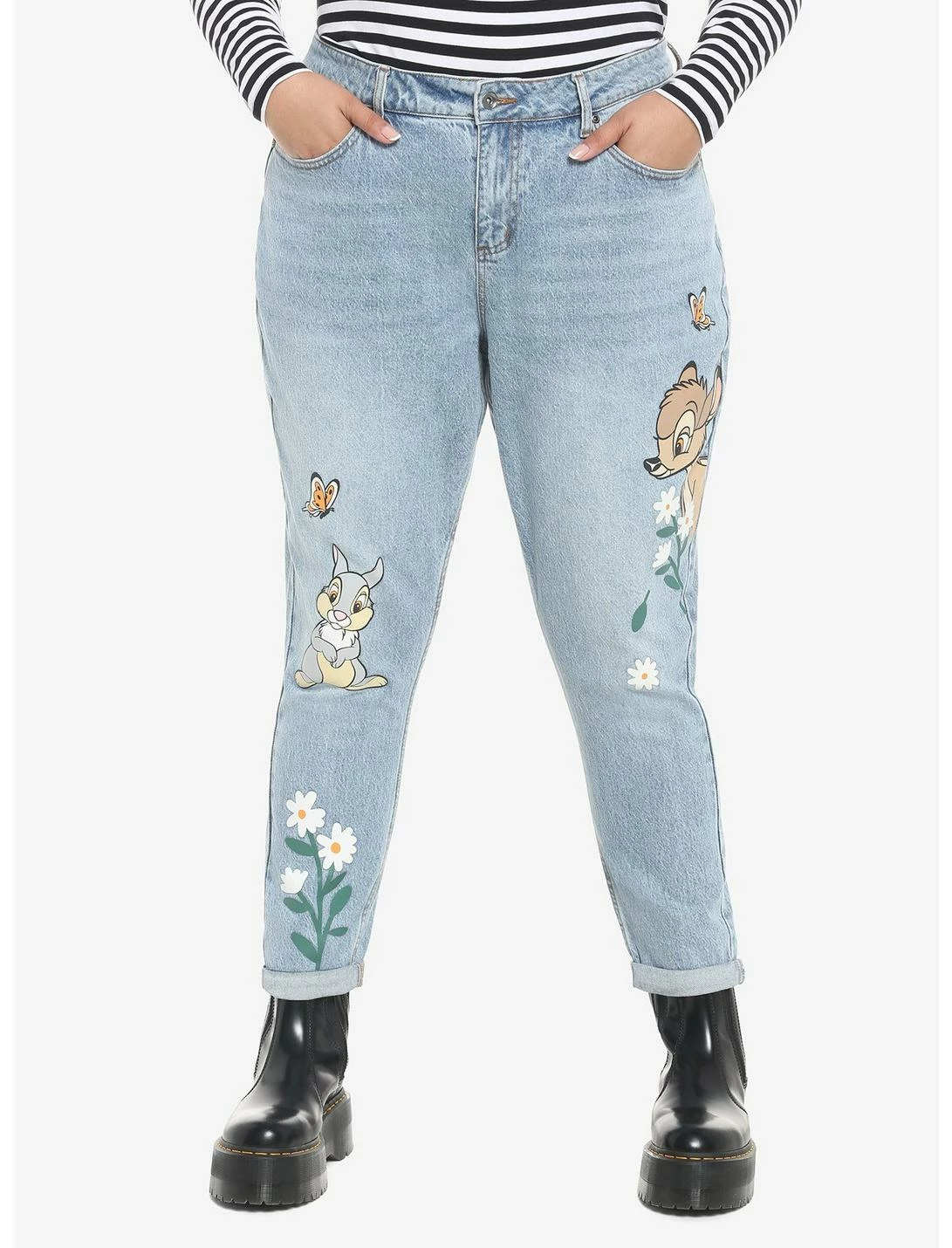 HUNIVERS Disney Bambi & Thumper Mom Jeans Plus Size 3 HUNIVERS Disney Bambi & Thumper Mom Jeans Plus Size