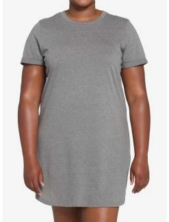 HUNIVERS Heather Grey T-Shirt Dress Plus Size