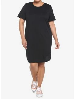 HUNIVERS Black T-Shirt Dress Plus Size -transcendentactive shop 19166969 av1