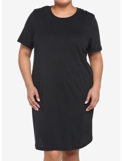 HUNIVERS Black T-Shirt Dress Plus Size