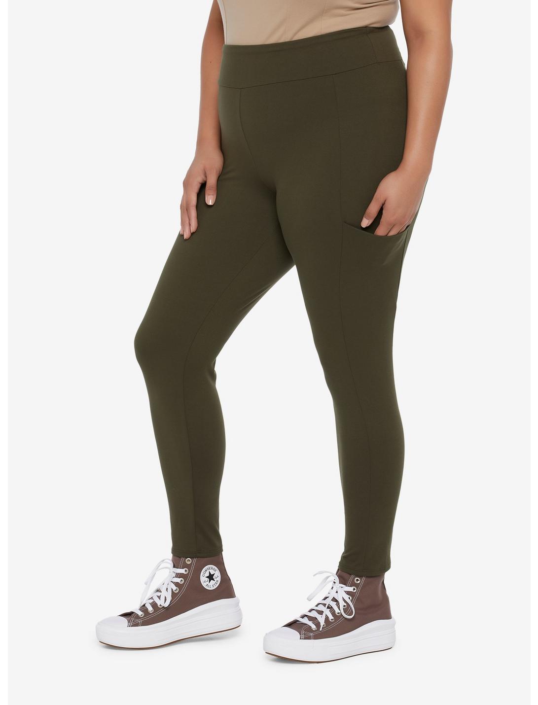 Olive Leggings With Pocket Plus Size HUNIVERS Olive Leggings With Pocket Plus Size -transcendentactive shop 19167975 av1