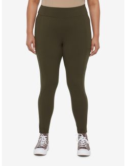 HUNIVERS Olive Leggings With Pocket Plus Size