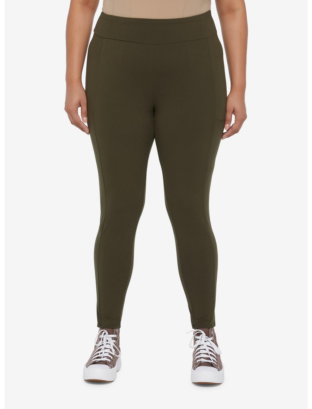 Olive Leggings With Pocket Plus Size HUNIVERS Olive Leggings With Pocket Plus Size -transcendentactive shop 19167975 hi