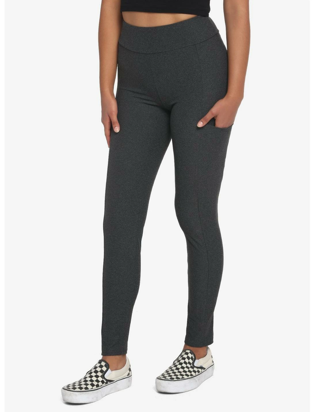 HUNIVERS Charcoal Grey Leggings With Pocket 3 HUNIVERS Charcoal Grey Leggings With Pocket