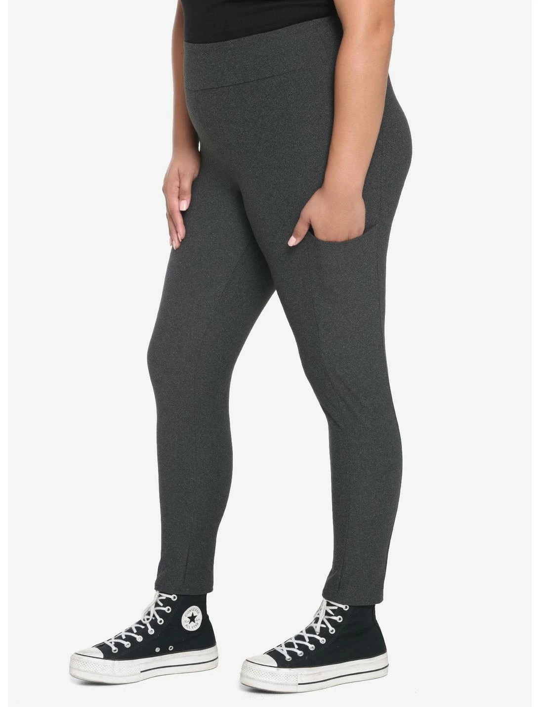 HUNIVERS Charcoal Grey Leggings With Pocket Plus Size 5 HUNIVERS Charcoal Grey Leggings With Pocket Plus Size - Image 3