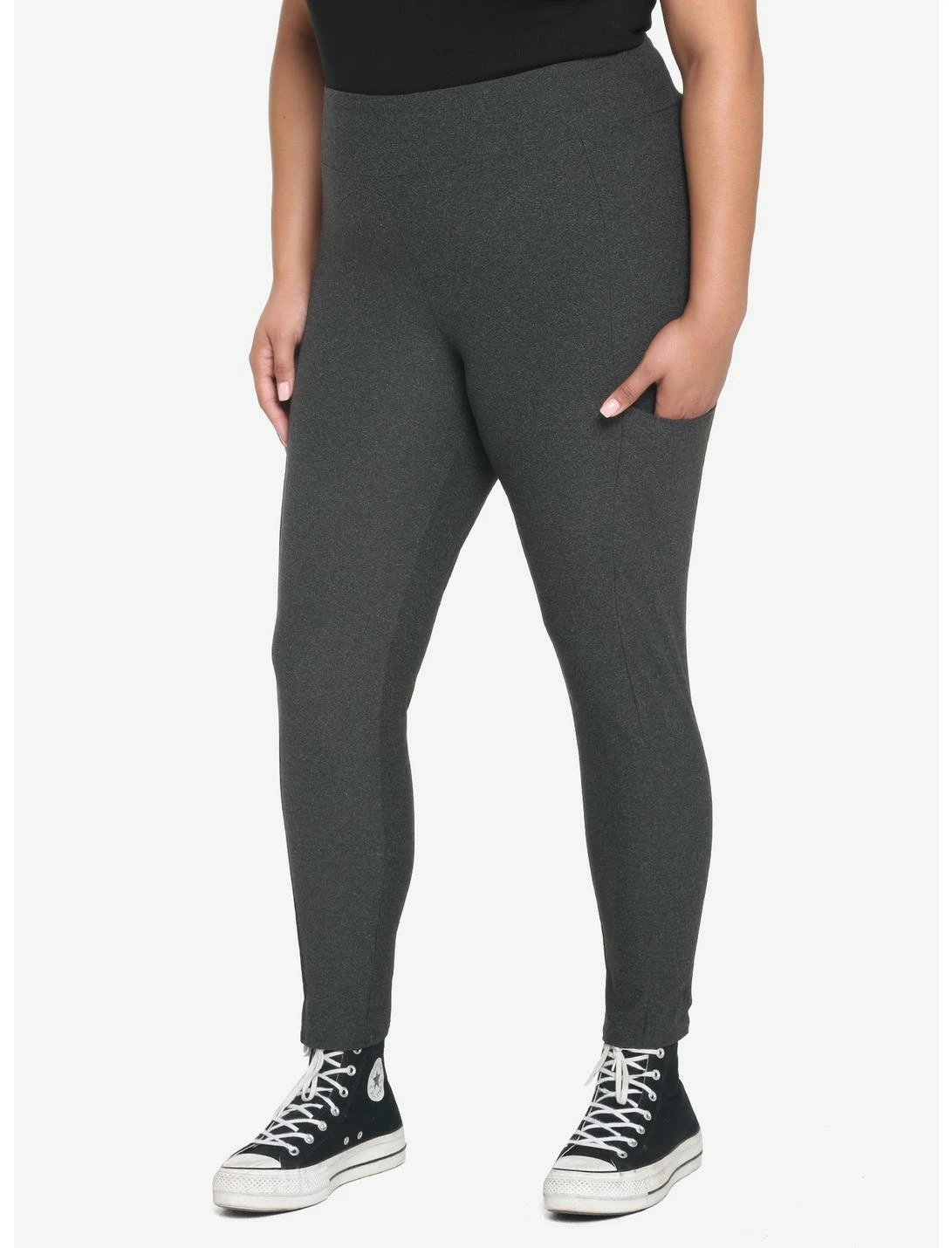 HUNIVERS Charcoal Grey Leggings With Pocket Plus Size 3 HUNIVERS Charcoal Grey Leggings With Pocket Plus Size