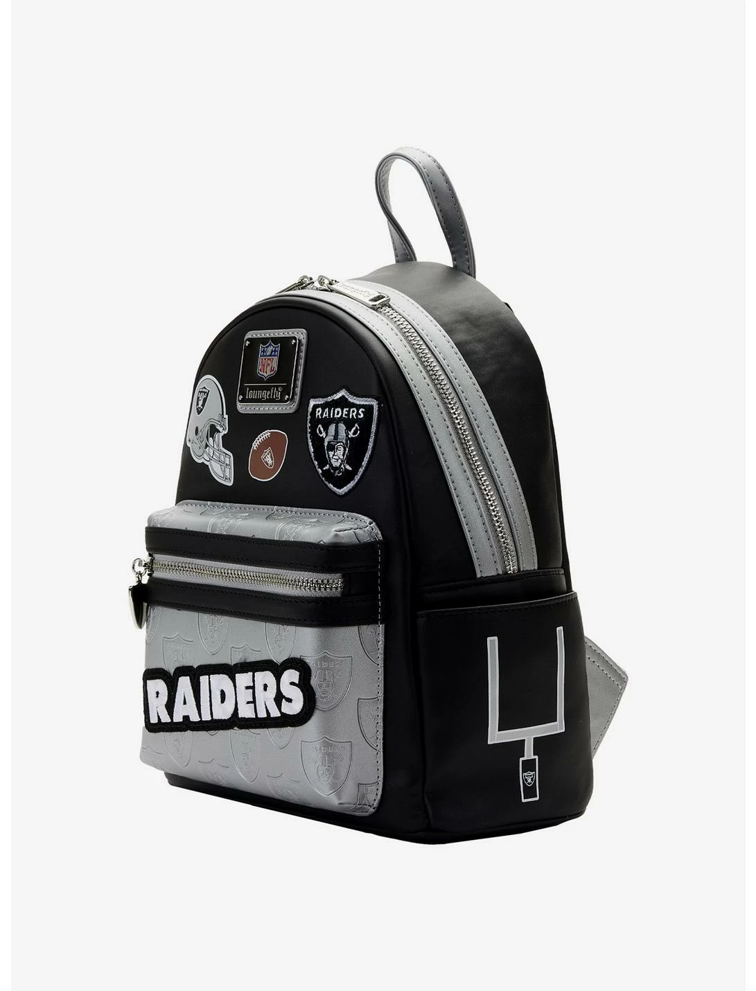 LOUNGFLY Loungefly NFL Las Vegas Raiders Icon Patches Mini Backpack 4 LOUNGFLY Loungefly NFL Las Vegas Raiders Icon Patches Mini Backpack - Image 2