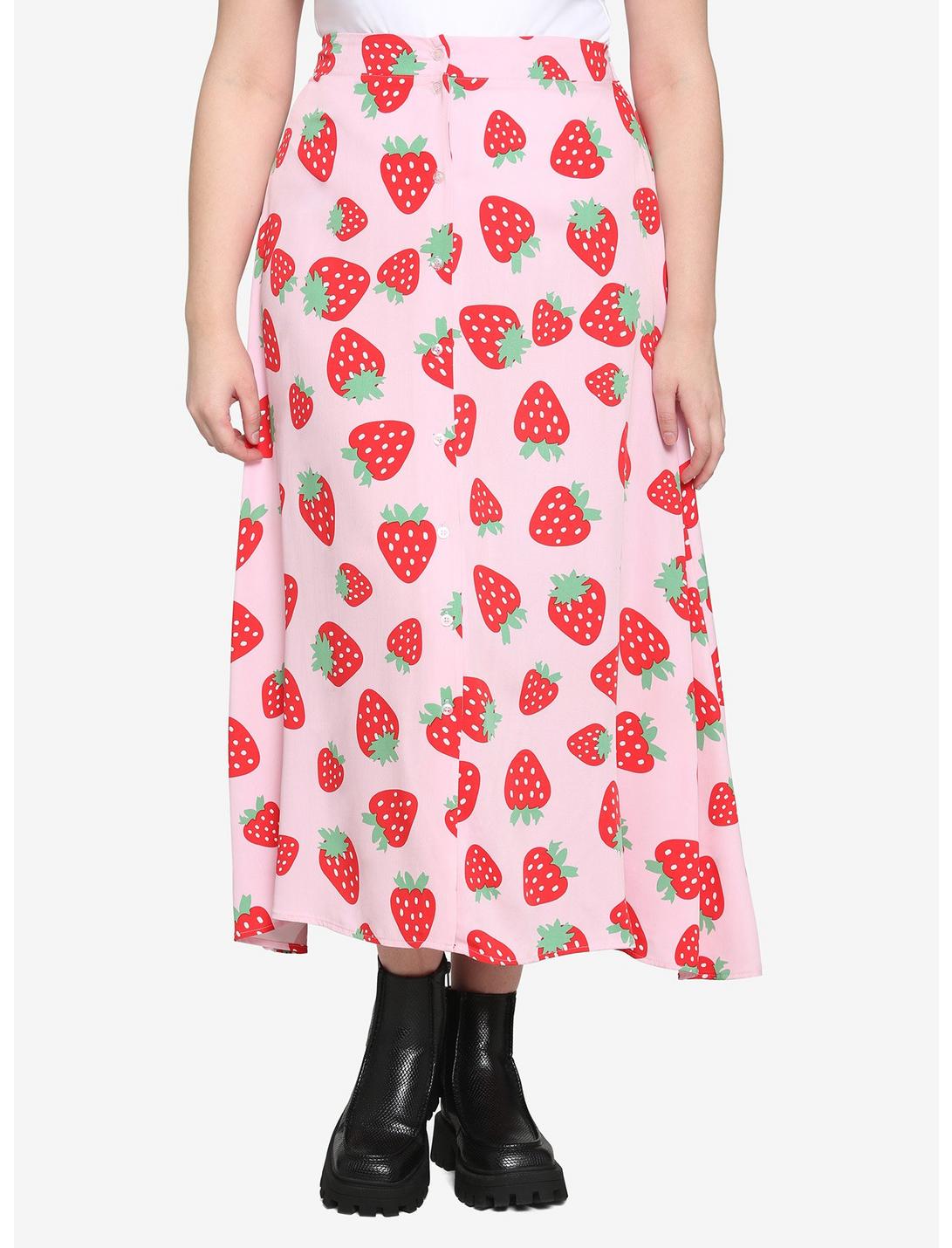 HUNIVERS Pink Strawberry Maxi Skirt Plus Size 3 HUNIVERS Pink Strawberry Maxi Skirt Plus Size