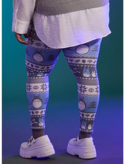 HUNIVERS Her Universe Studio Ghibli My Neighbor Totoro Holiday Fair Isle Leggings Plus Size -transcendentactive shop 19319373 av2