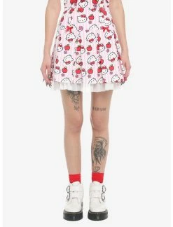 HUNIVERS Hello Kitty Apple Stripe Pleated Skirt