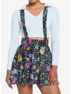 HUNIVERS Disney Pixar Coco Sugar Skull & Guitar Velvet Suspender Skirt