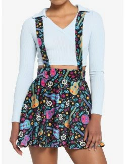 HUNIVERS Disney Pixar Coco Sugar Skull & Guitar Velvet Suspender Skirt