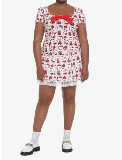 HUNIVERS Hello Kitty Apple Stripe Pleated Skirt Plus Size -transcendentactive shop 19320905 av2