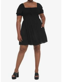 HUNIVERS Black Smocked Mini Dress Plus Size 6 HUNIVERS Black Smocked Mini Dress Plus Size -transcendentactive shop 19353770 av1