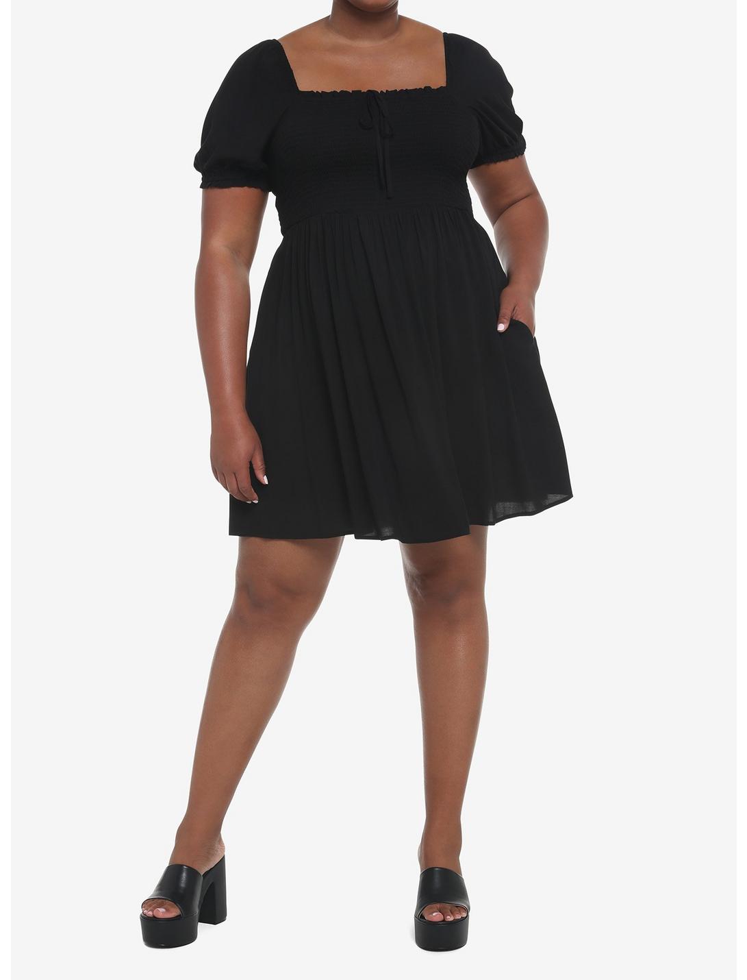 Black Smocked Mini Dress Plus Size HUNIVERS Black Smocked Mini Dress Plus Size -transcendentactive shop 19353770 av1