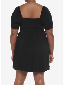 HUNIVERS Black Smocked Mini Dress Plus Size 4 HUNIVERS Black Smocked Mini Dress Plus Size -transcendentactive shop 19353770 av2