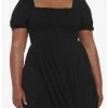 HUNIVERS Black Smocked Mini Dress Plus Size -transcendentactive shop 19353770 hi