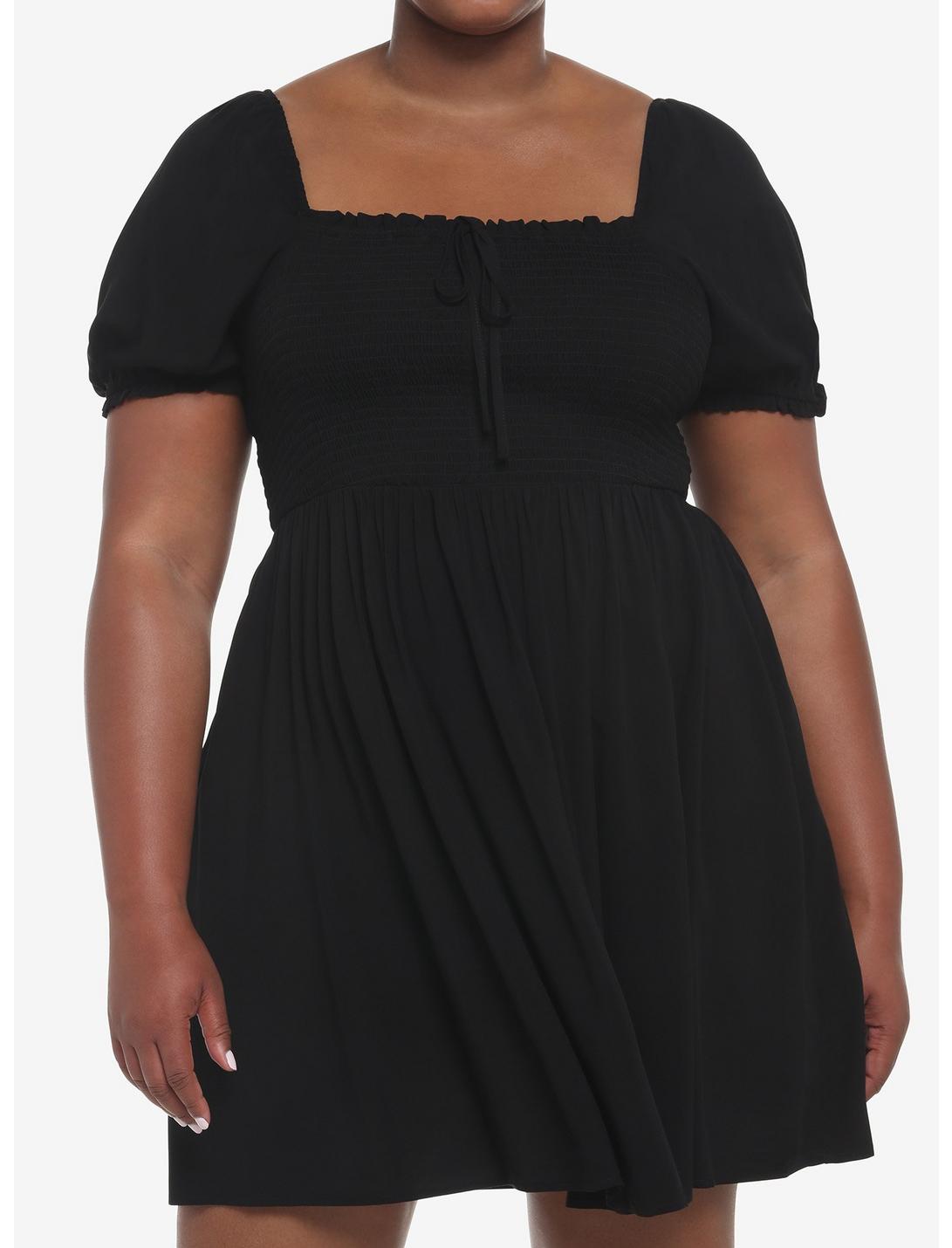 Black Smocked Mini Dress Plus Size HUNIVERS Black Smocked Mini Dress Plus Size -transcendentactive shop 19353770 hi
