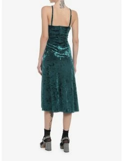HUNIVERS Green Velvet Midi Slip Dress -transcendentactive shop 19353792 av2