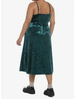 HUNIVERS Green Velvet Midi Slip Dress Plus Size -transcendentactive shop 19356100 av2