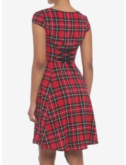 HUNIVERS Red Plaid Retro Sweetheart Dress -transcendentactive shop 19356107 av2