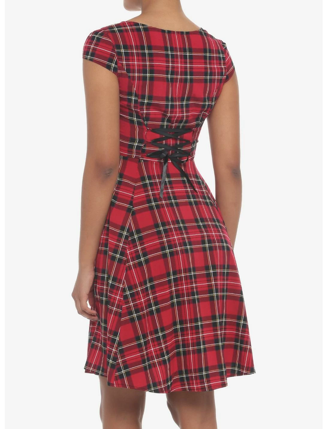 HUNIVERS Red Plaid Retro Sweetheart Dress 5 HUNIVERS Red Plaid Retro Sweetheart Dress - Image 3