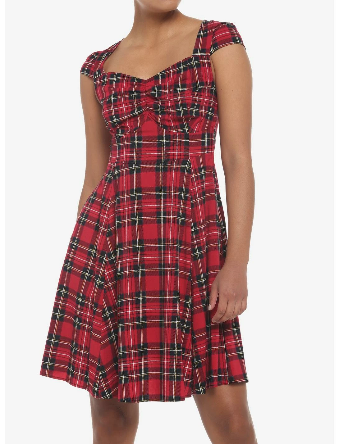 HUNIVERS Red Plaid Retro Sweetheart Dress 3 HUNIVERS Red Plaid Retro Sweetheart Dress