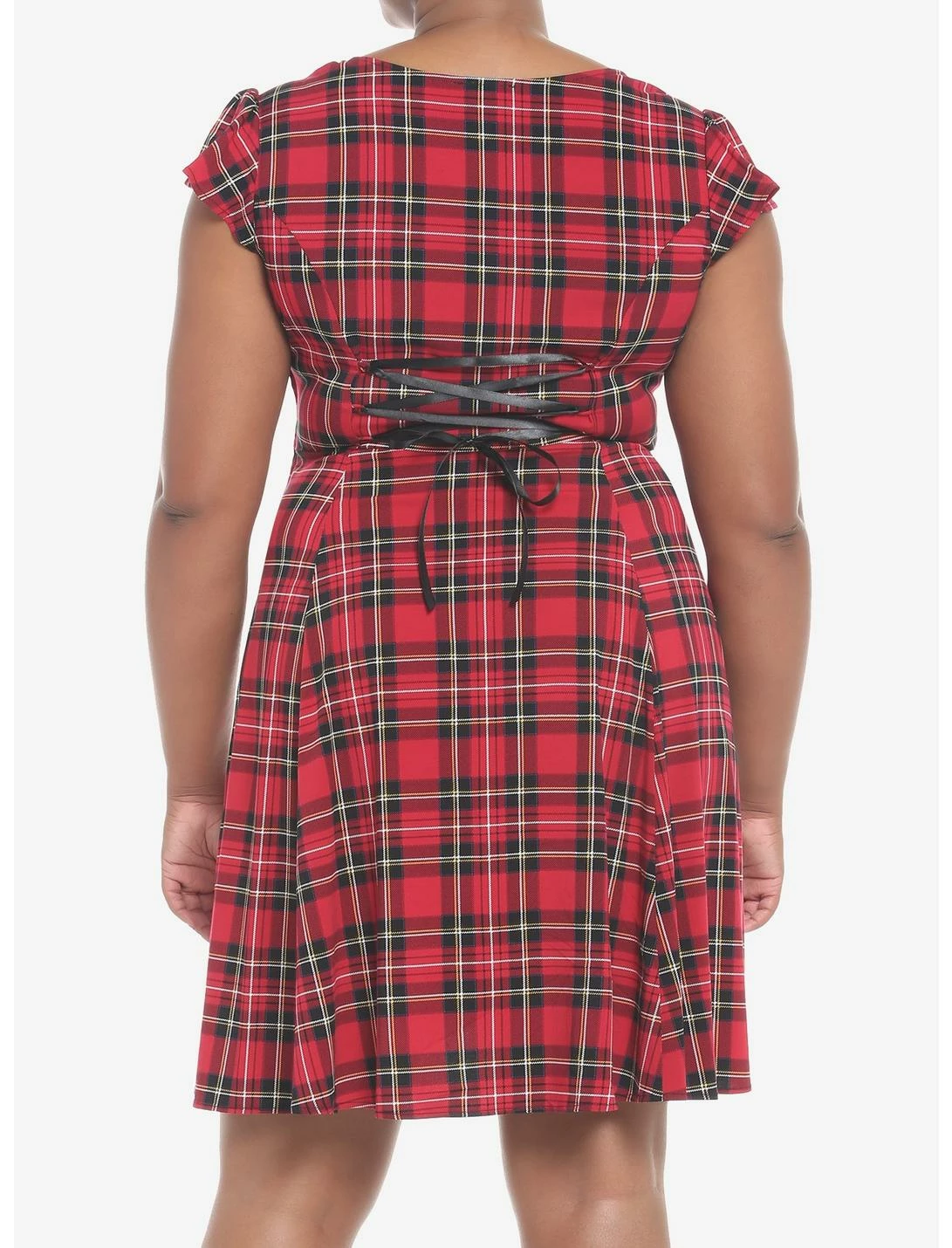 HUNIVERS Red Plaid Retro Sweetheart Dress Plus Size 5 HUNIVERS Red Plaid Retro Sweetheart Dress Plus Size - Image 3