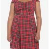 HUNIVERS Red Plaid Retro Sweetheart Dress Plus Size -transcendentactive shop 19356115 hi
