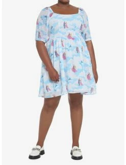 HUNIVERS Disney Sleeping Beauty Clouds Long-Sleeve Dress Plus Size -transcendentactive shop 19466979 av1