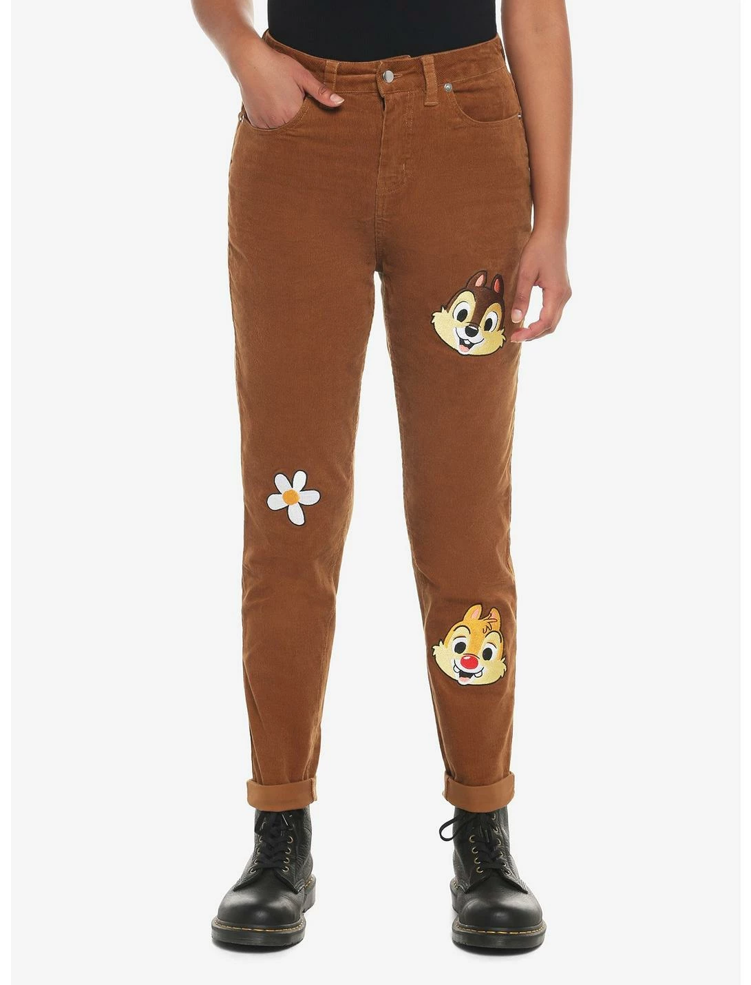 HUNIVERS Disney Chip 'N' Dale Embroidered Corduroy Mom Jeans 3 HUNIVERS Disney Chip 'N' Dale Embroidered Corduroy Mom Jeans