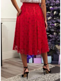 HUNIVERS Her Universe Disney Mickey Mouse Red Mesh Midi Skirt -transcendentactive shop 19508395 av1