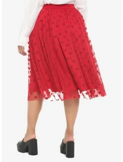 HUNIVERS Her Universe Disney Mickey Mouse Red Mesh Midi Skirt Plus Size -transcendentactive shop 19509403 av1