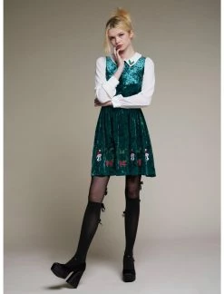 HUNIVERS Her Universe Disney Holiday Velvet Long-Sleeve Dress -transcendentactive shop 19519063 av1