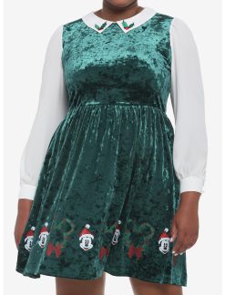 HUNIVERS Her Universe Disney Holiday Velvet Long-Sleeve Dress Plus Size