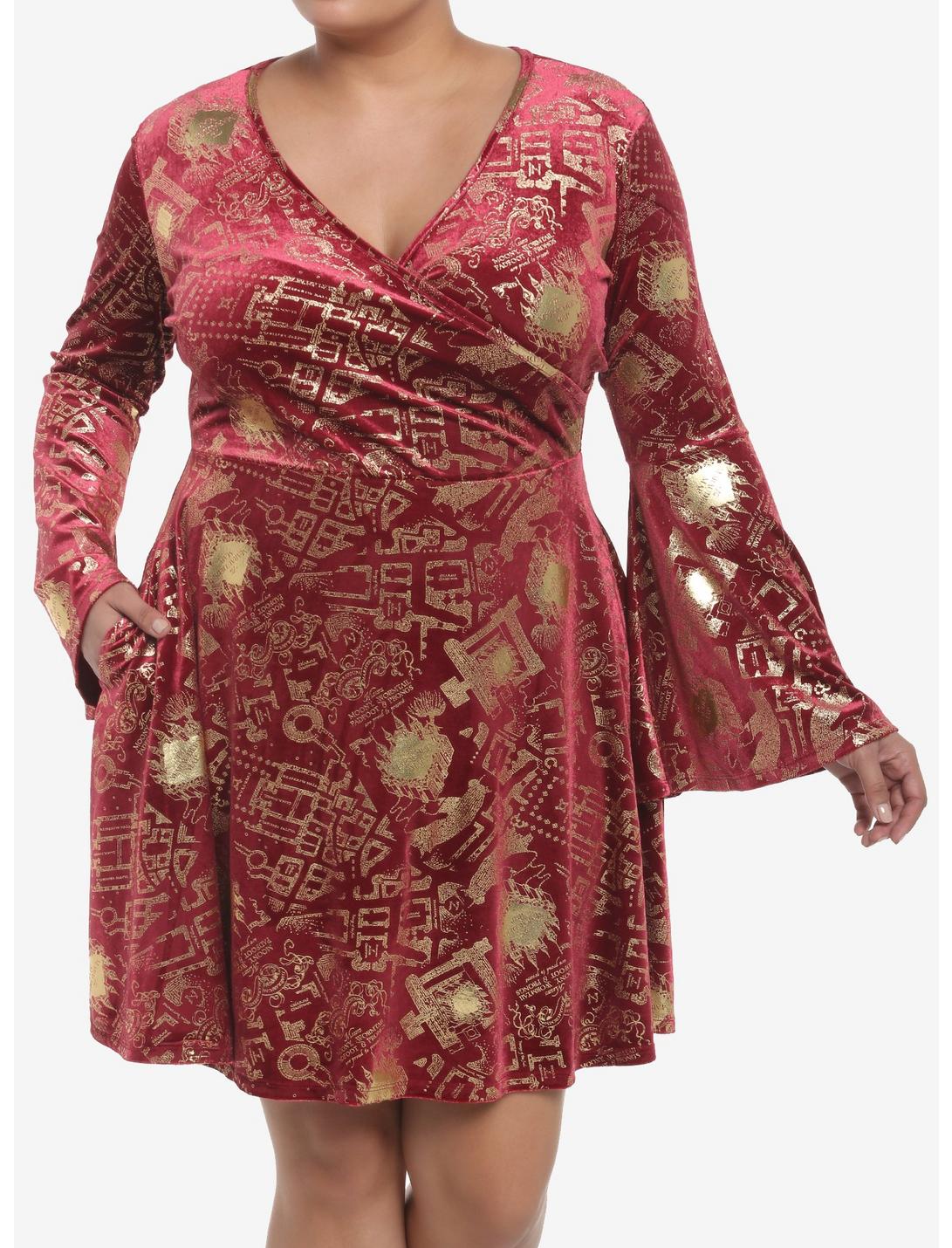 HUNIVERS Harry Potter Marauder's Map Velvet Dress Plus Size 3 HUNIVERS Harry Potter Marauder's Map Velvet Dress Plus Size