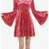 Null Red Crushed Velvet Bell Sleeve Mini Dress -transcendentactive shop 19543639 hi