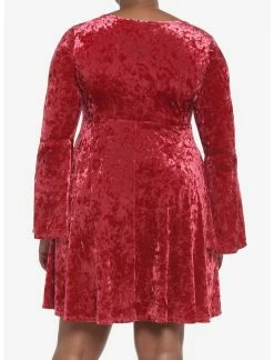 Null Red Crushed Velvet Bell Sleeve Mini Dress Plus Size -transcendentactive shop 19543647 av2