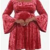 Null Red Crushed Velvet Bell Sleeve Mini Dress Plus Size -transcendentactive shop 19543647 hi