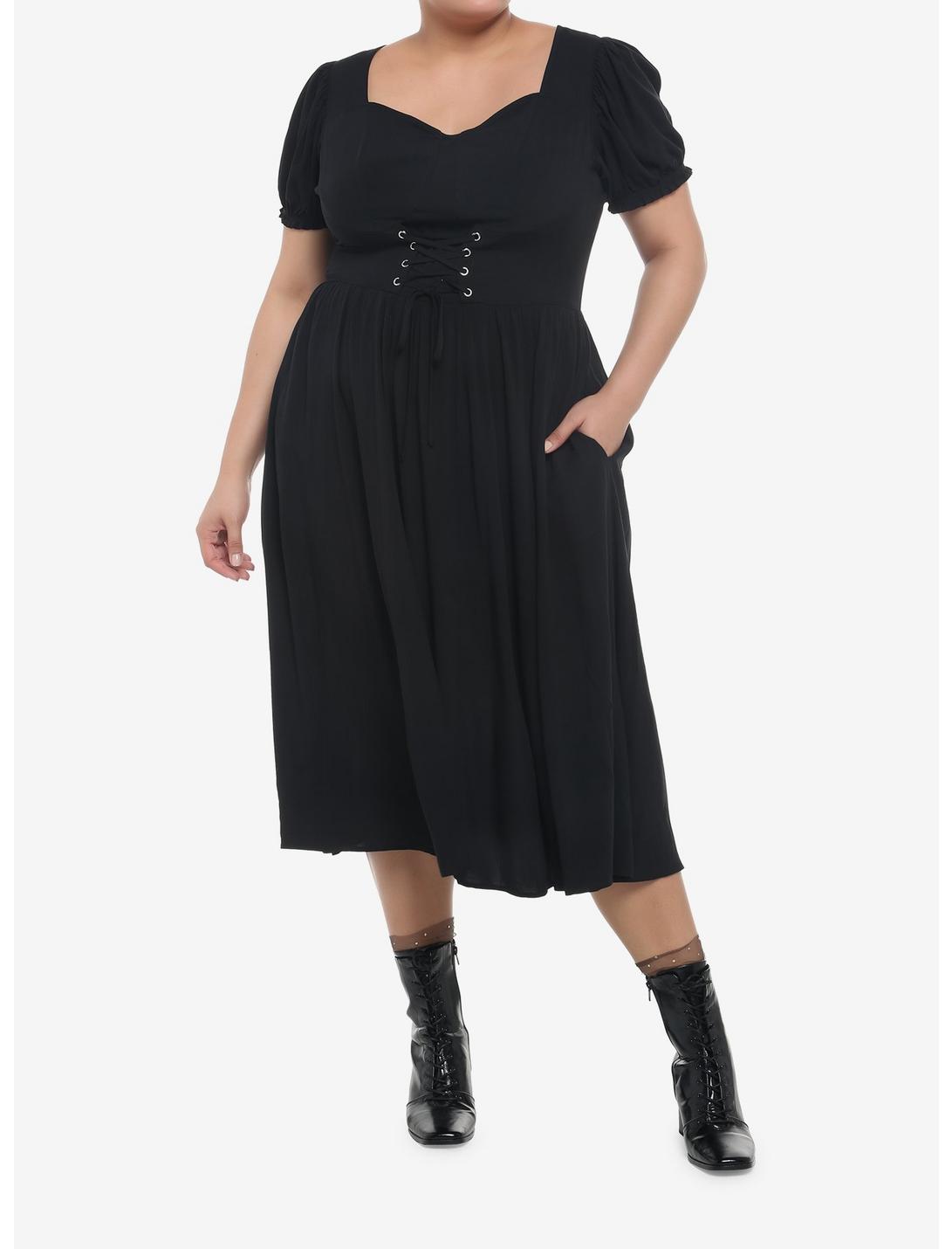 Black Puff Sleeve Corset Midi Dress Plus Size Null Black Puff Sleeve Corset Midi Dress Plus Size -transcendentactive shop 19543662 av1