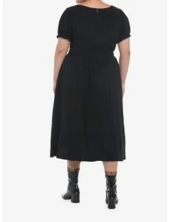 Null Black Puff Sleeve Corset Midi Dress Plus Size -transcendentactive shop 19543662 av2