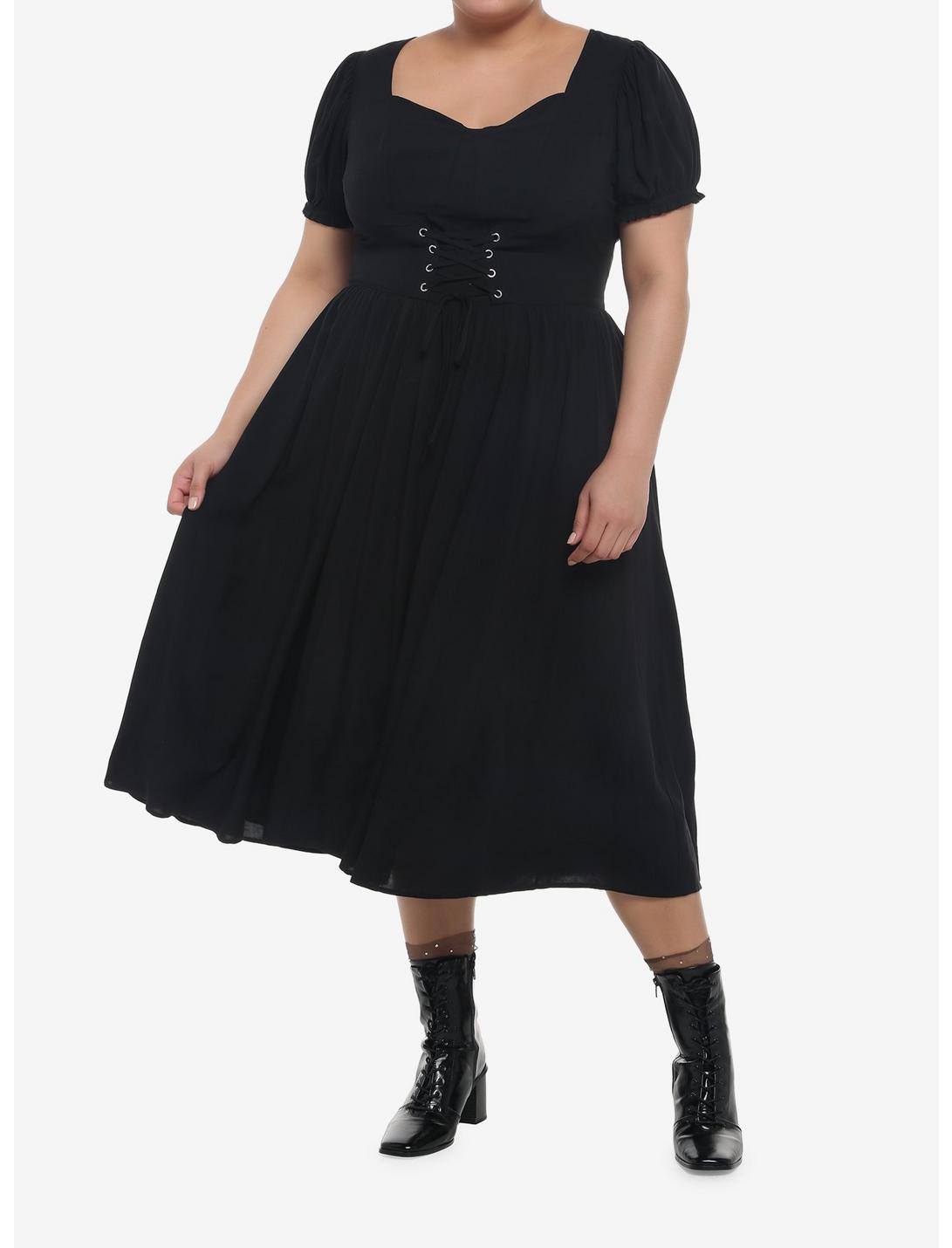 Black Puff Sleeve Corset Midi Dress Plus Size Null Black Puff Sleeve Corset Midi Dress Plus Size -transcendentactive shop 19543662 hi