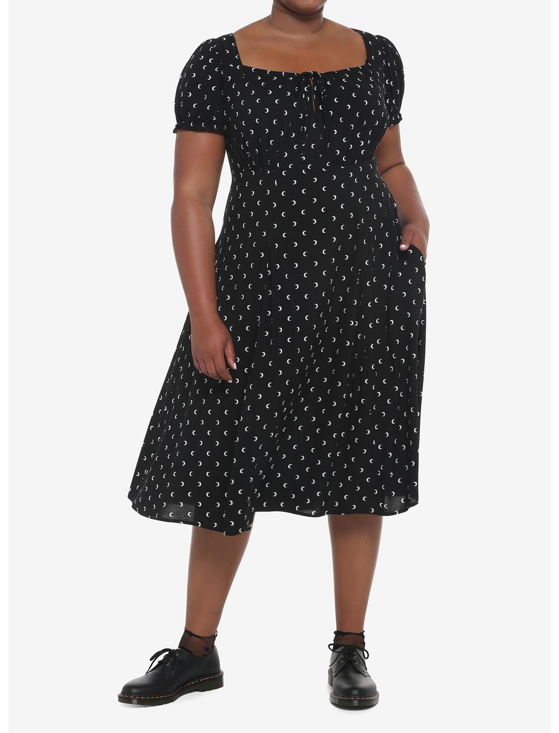 Black Crescent Moon Puff Sleeve Midi Dress Plus Size Null Black Crescent Moon Puff Sleeve Midi Dress Plus Size -transcendentactive shop 19543669 av1