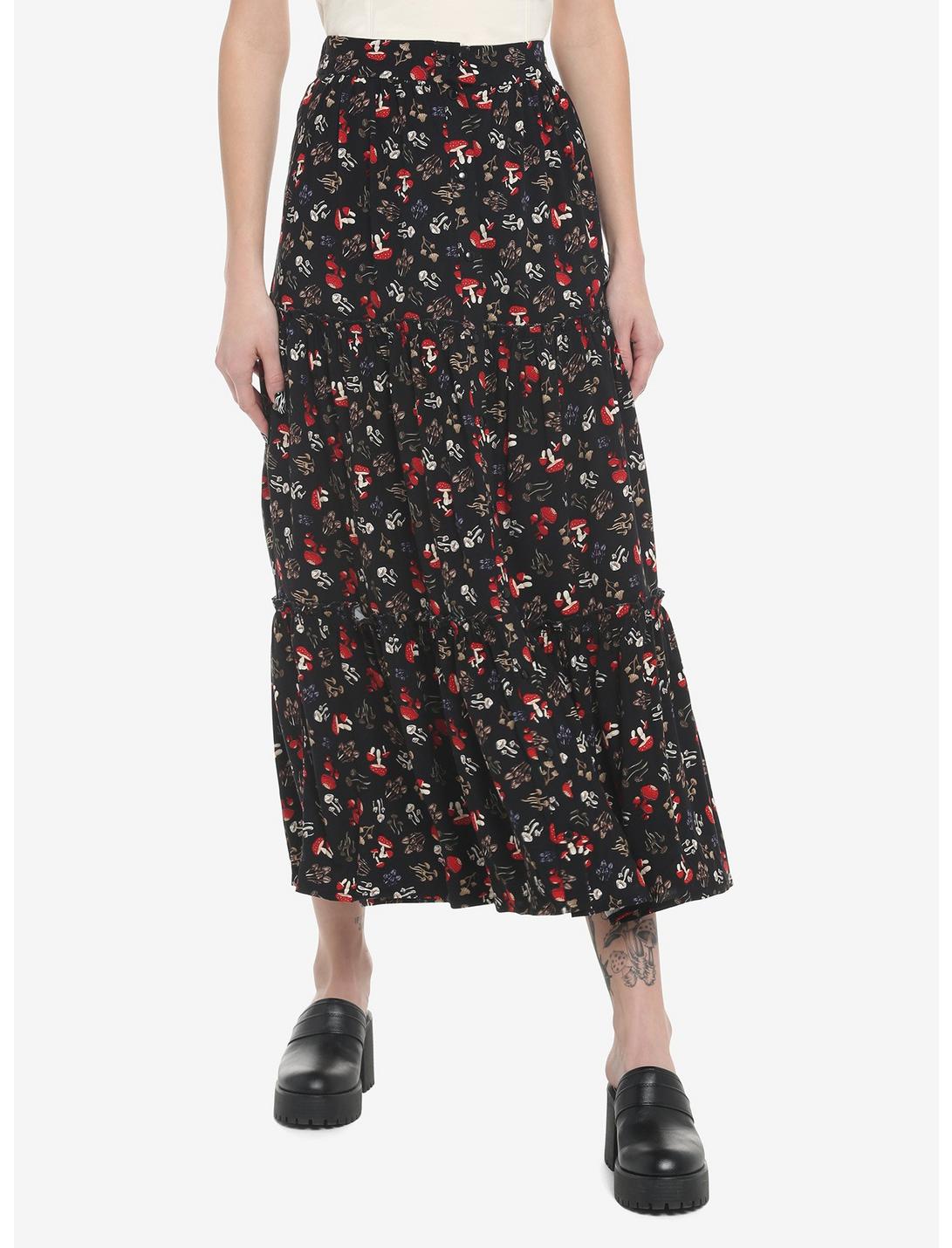 Mushroom Tiered Button-Front Midi Skirt Null Mushroom Tiered Button-Front Midi Skirt -transcendentactive shop 19543714 hi