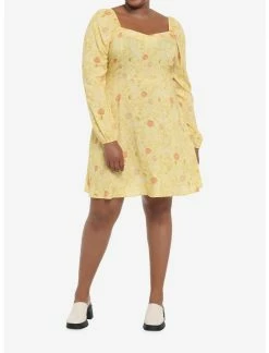 HUNIVERS Disney Beauty And The Beast Floral Long-Sleeve Dress Plus Size -transcendentactive shop 19621030 av1