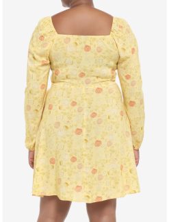 HUNIVERS Disney Beauty And The Beast Floral Long-Sleeve Dress Plus Size -transcendentactive shop 19621030 av2