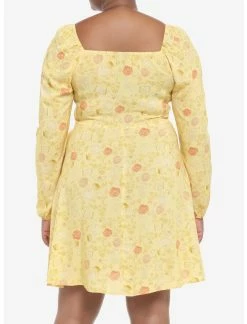 HUNIVERS Disney Beauty And The Beast Floral Long-Sleeve Dress Plus Size -transcendentactive shop 19621030 av2