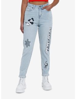 HUNIVERS Disney Mickey Mouse Steamboat Willie Mom Jeans