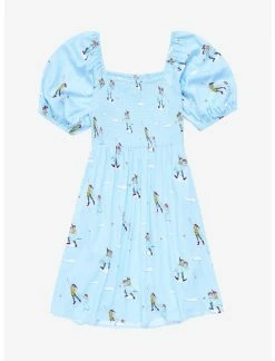 HUNIVERS Disney Peter Pan Flying Allover Print Smock Dress -transcendentactive shop 19688952 av1