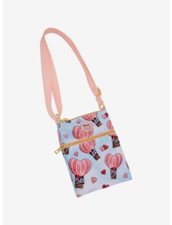 HUNIVERS Her Universe Disney Mickey Mouse & Minnie Mouse Heart Balloon Passport Crossbody Bag
